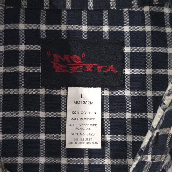 VTG MoBetta Canvas Long Sleeve Shirt Mens Large Blue Check Heavy Western Button - Picture 14 of 15